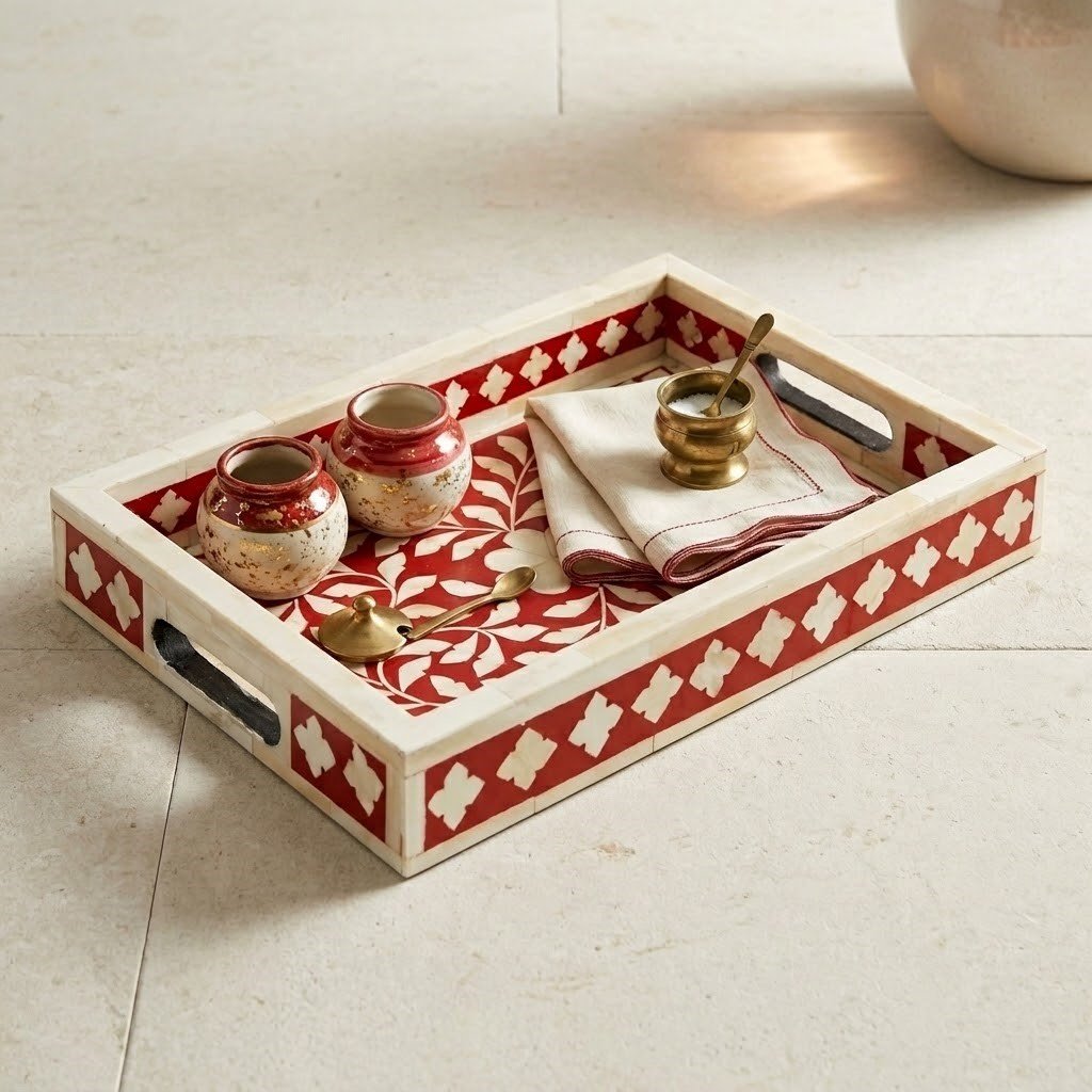Premium Handcrafted Inlay Coffee Table Tray